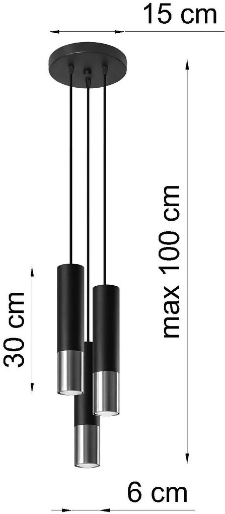 Czarno-chromowana lampa wisząca zwisy F8-T37