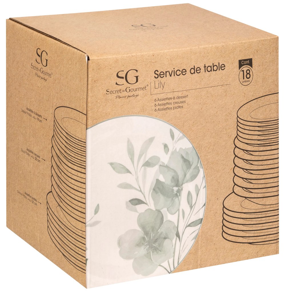 Porcelanowa zastawa dla 6 osób LILY, 18 elementów