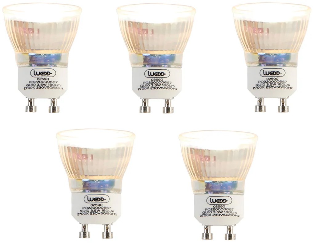 Zestaw 5 żarówek LED GU10 35 mm 3,5 W 180 lm 2700 K