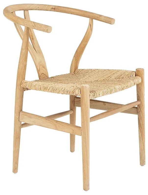 Krzesło z drewna tekowego i słomy - Kolor: naturalny - POGIANA