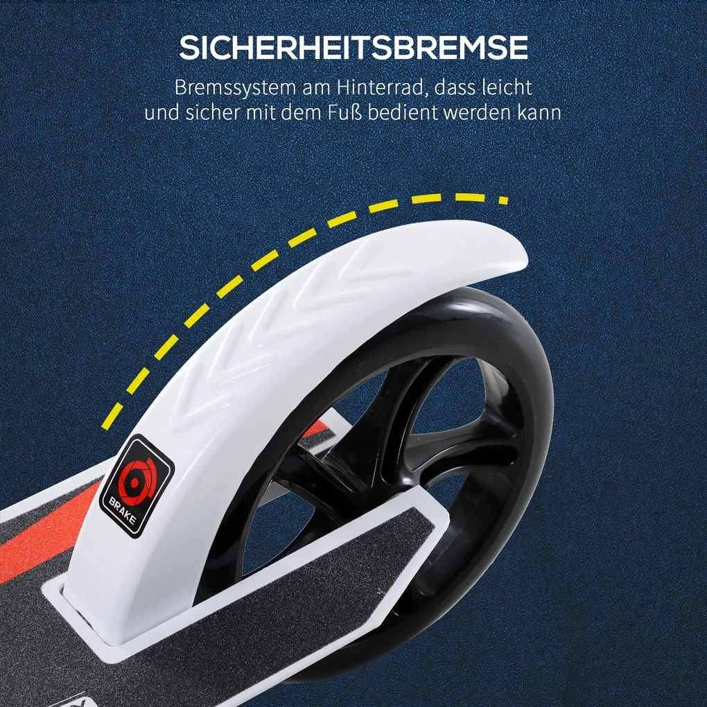 Homcom Hulajnoga Dziecięca z Amortyzacją Regulacja Wysokości Biała Aluminiowa | Aosom PL