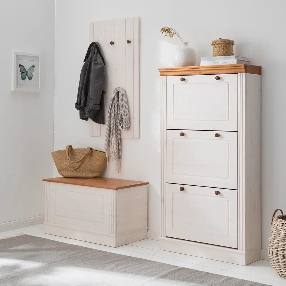 Biała skrzynia z litego drewna sosnowego 80x45 cm Anita – Støraa