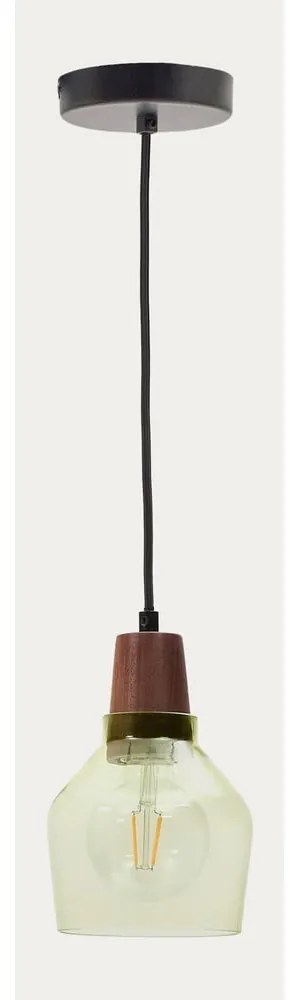 Zielona/w ciemnym naturalnym kolorze lampa wisząca ze szklanym kloszem ø 13,5 cm Silex – Kave Home