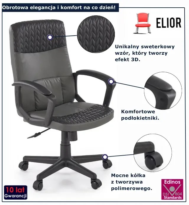 Fotel nowoczesny obrotowy czarny + popiel G8-L99