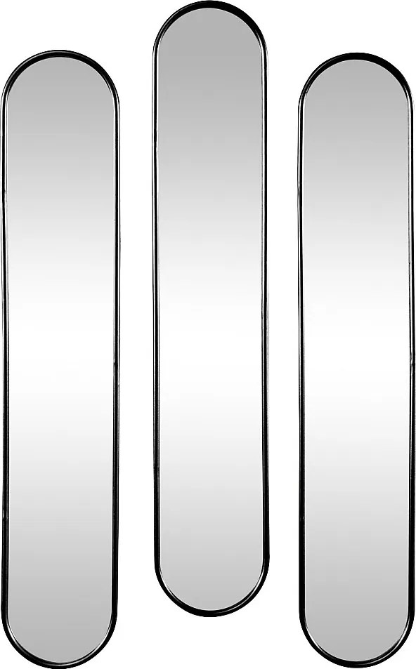 Zestaw 3 owalnych luster metalowych - dł.23 x wys.120 cm - Czarny - JAYLEN