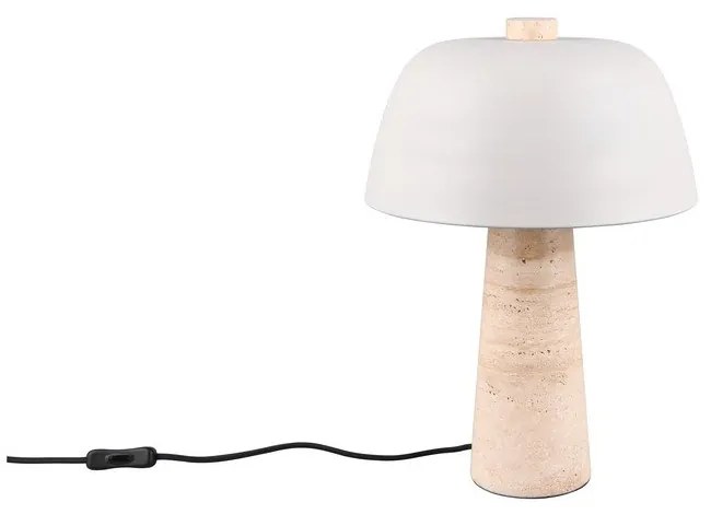 Biała/beżowa lampa stołowa z metalowym kloszem (wysokość 41 cm) Timba – Trio Select