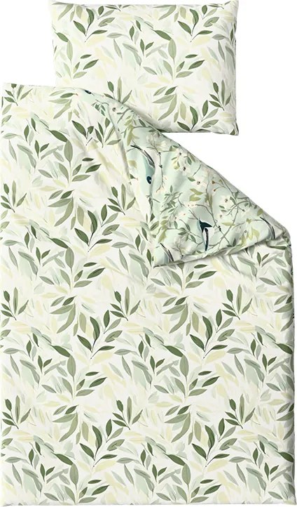 PrzytulneMieszkanie.pl PrzytulneMieszkanie.pl Bawełniana pościel FLORIBIRD POLY zielona Rozmiar pościeli: 2 szt 70 x 90 cm | 200 x 220 cm