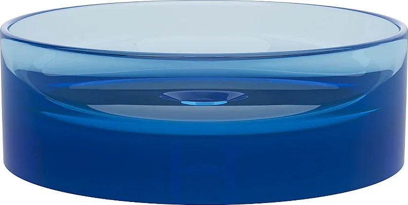 Umywalka nablatowa okrągła przezroczysta z żywicy - 40 cm - Niebieski - SPAVO