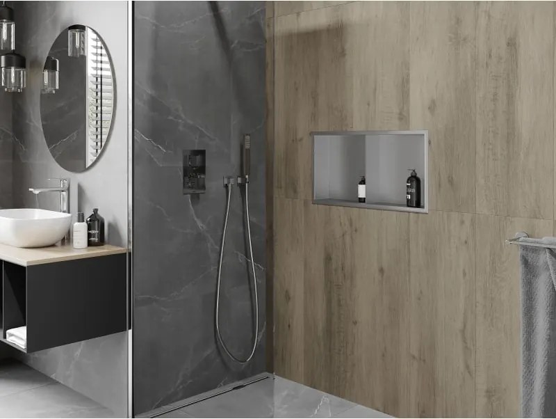 Mexen X-Wall-R półka wnękowa z kołnierzem i półką 60 x 30 cm, inox - 1910603010S