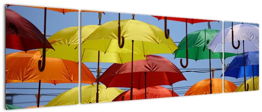 Obraz kolorowych parasoli (170x50 cm)