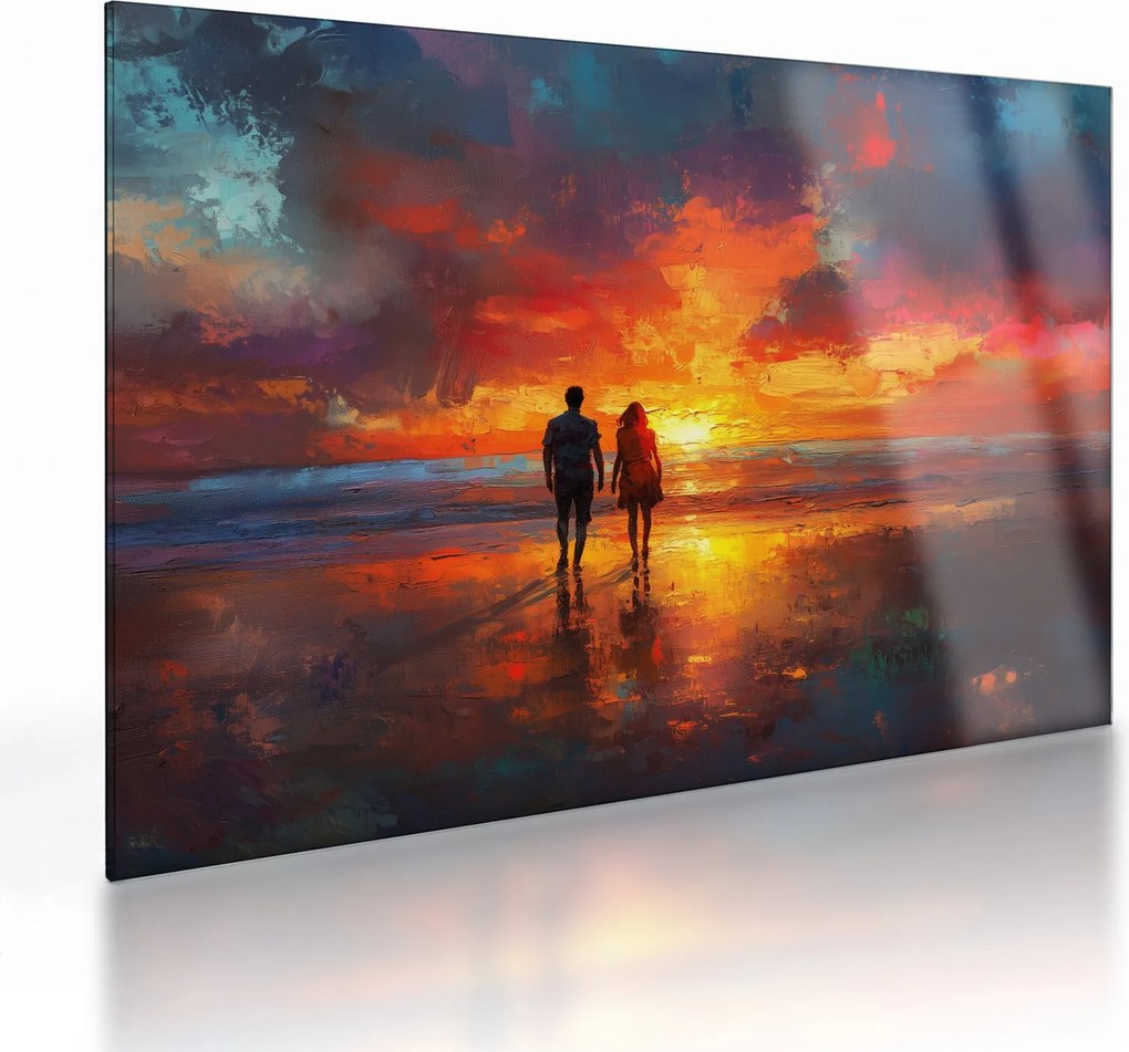 Obraz na szkle - Spacer po plaży (70x50 cm)