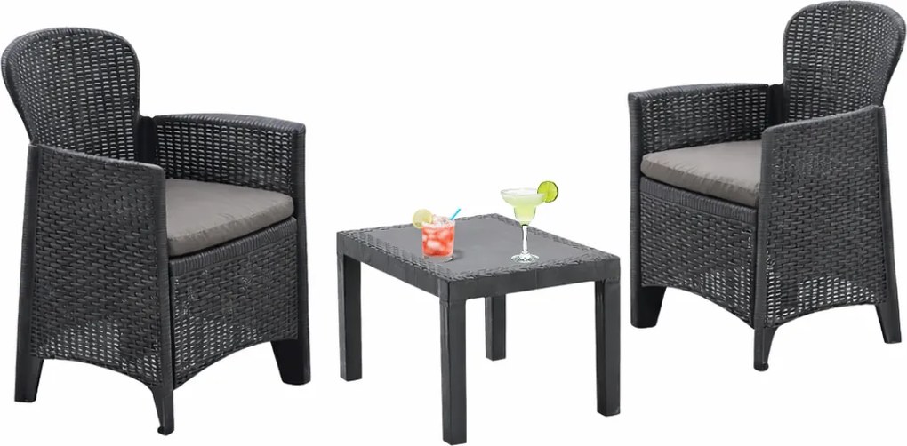 Zestaw ogrodowy AKITA, 3-częściowy, antracytowy I.P.A.E-Progarden