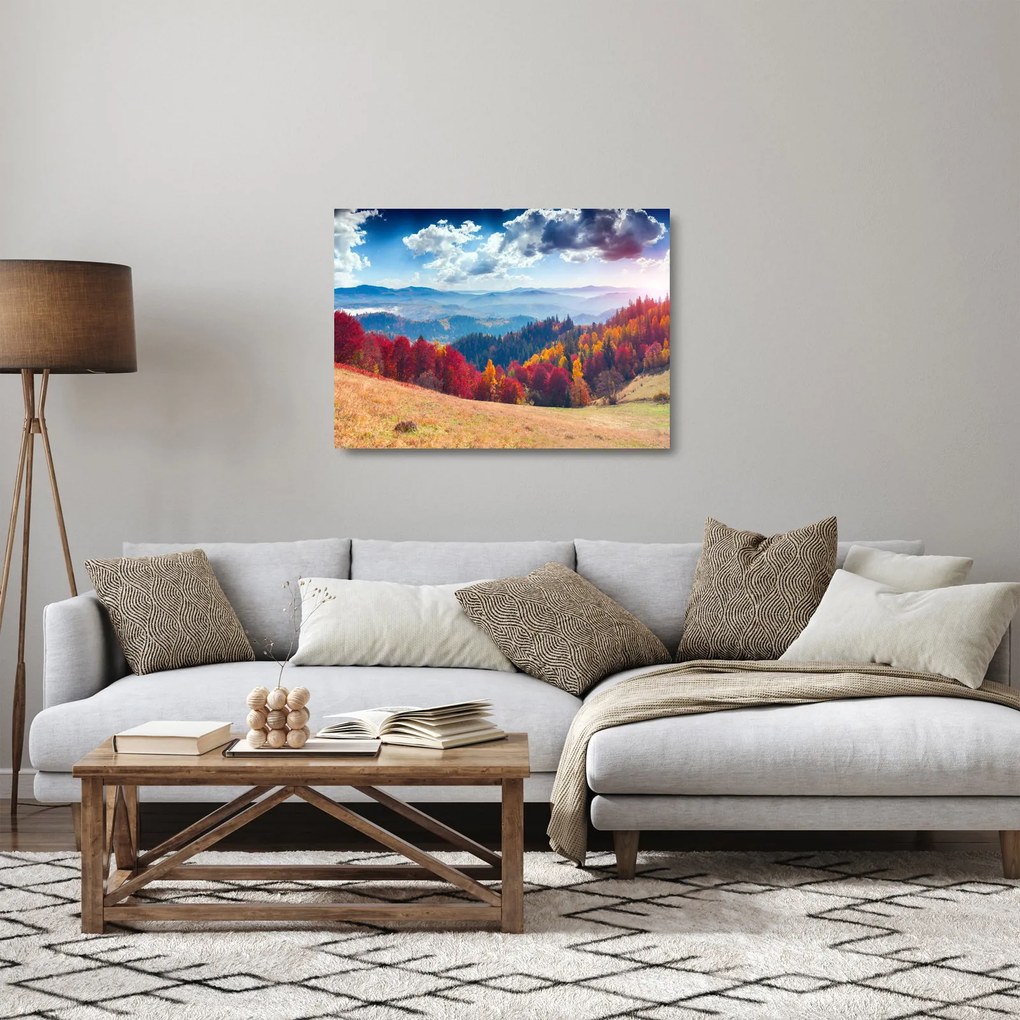 Obraz na szkle kolorowego jesiennego krajobrazu (70x50 cm)