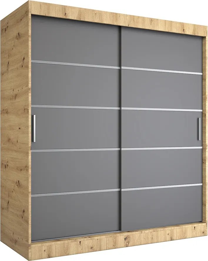Szafa przesuwna dąb artisan + antracyt 180 cm F3-A50