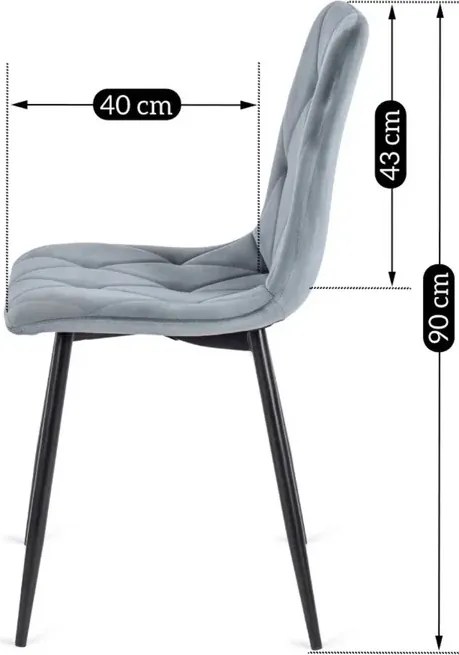 Zestaw Stół Kwadratowy Rozkładany MAX 80-160 cm Dąb Craft/Czarny i 4 Krzesła ROBIN Szare Welurowe