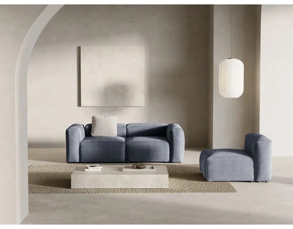 Szaroniebieska sztruksowa sofa 224 cm Bergamo – Cosmopolitan Design