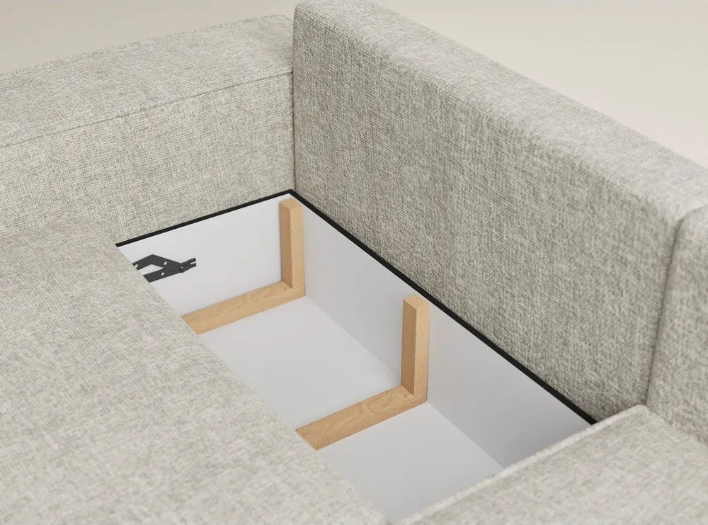 Beżowy rozkładany/ze schowkiem narożnik z tkaniny szenilowej (prawostronny/w kształcie litery L) Tonga – Maison de Rêve