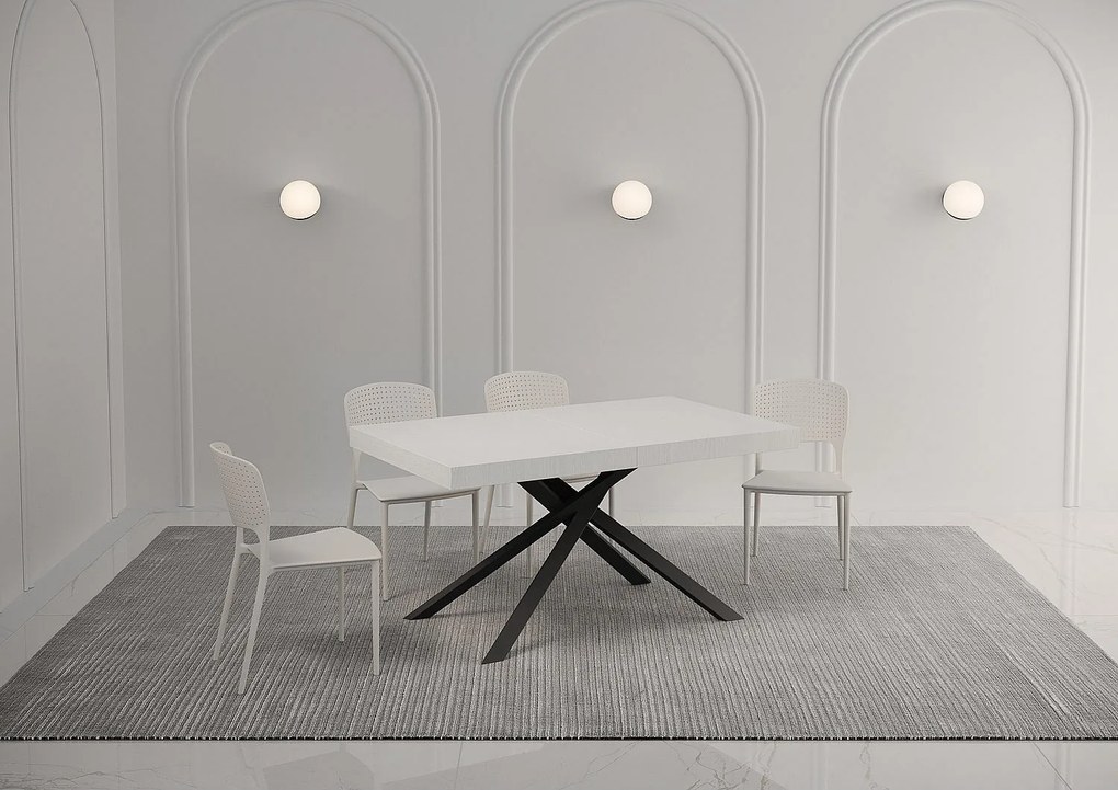 Stół rozkładany 160/264x90 cm Karida Premium frassino biała nogi antracytowe