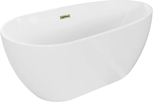 Mexen Eos wanna wolnostojąca 150 x 75 cm, biała, przelew złoty - 52471507500-50