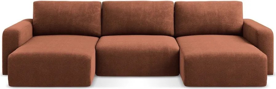 Rozkładany narożnik ze zniżką z tkaniny szenilowej (w kształcie litery U) w kolorze terakoty Kona – Makamii