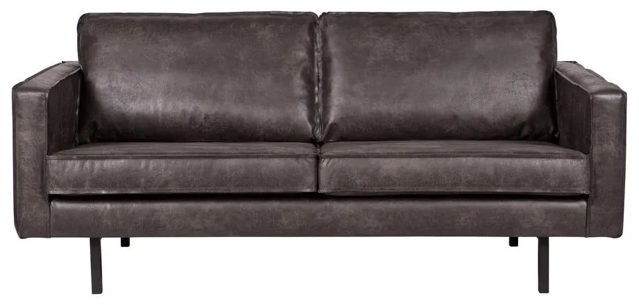 Czarna sofa z obiciem ze skóry z recyklingu BePureHome Rodeo, 190 cm