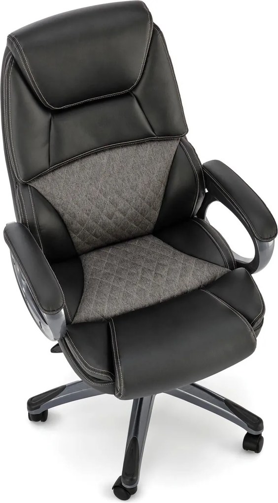 Czarno-szary fotel gabinetowy z ekoskóry Steven Halmar