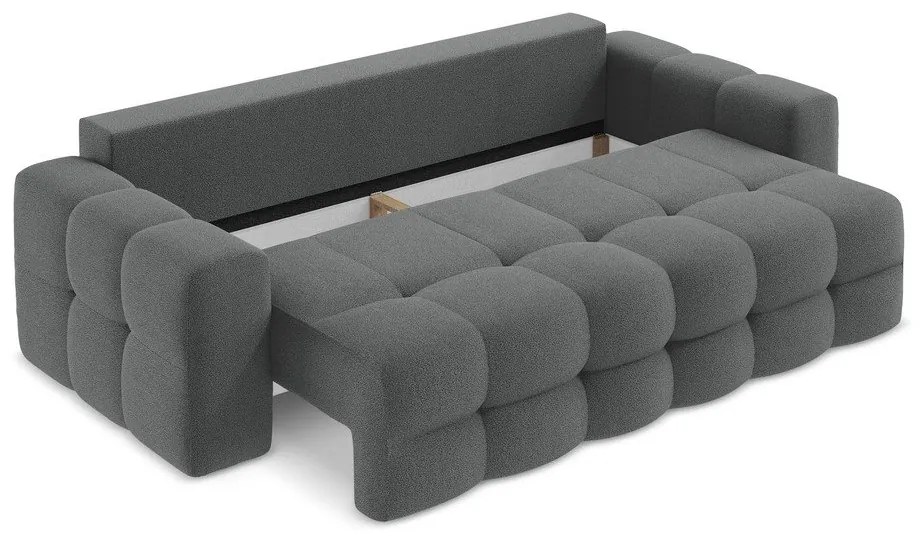 Ciemnoszara rozkładana sofa z materiału bouclé 255 cm Milu – Makamii