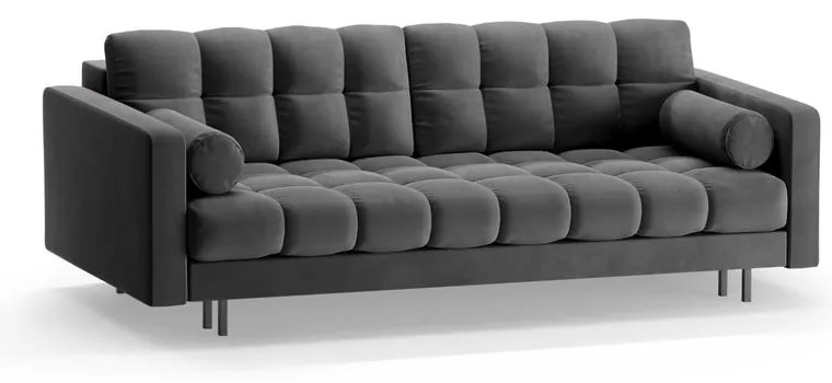 Ciemnoszara aksamitna rozkładana sofa ze schowkiem 222 cm Bali – Cosmopolitan Design