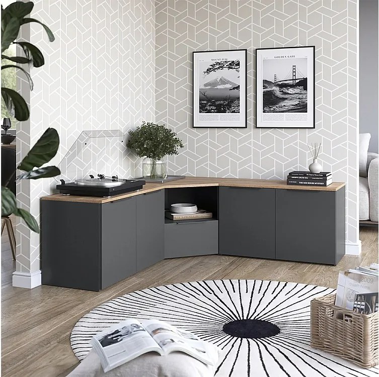 Ściana w salonie antracyt/sonoma 68x68x50 wido