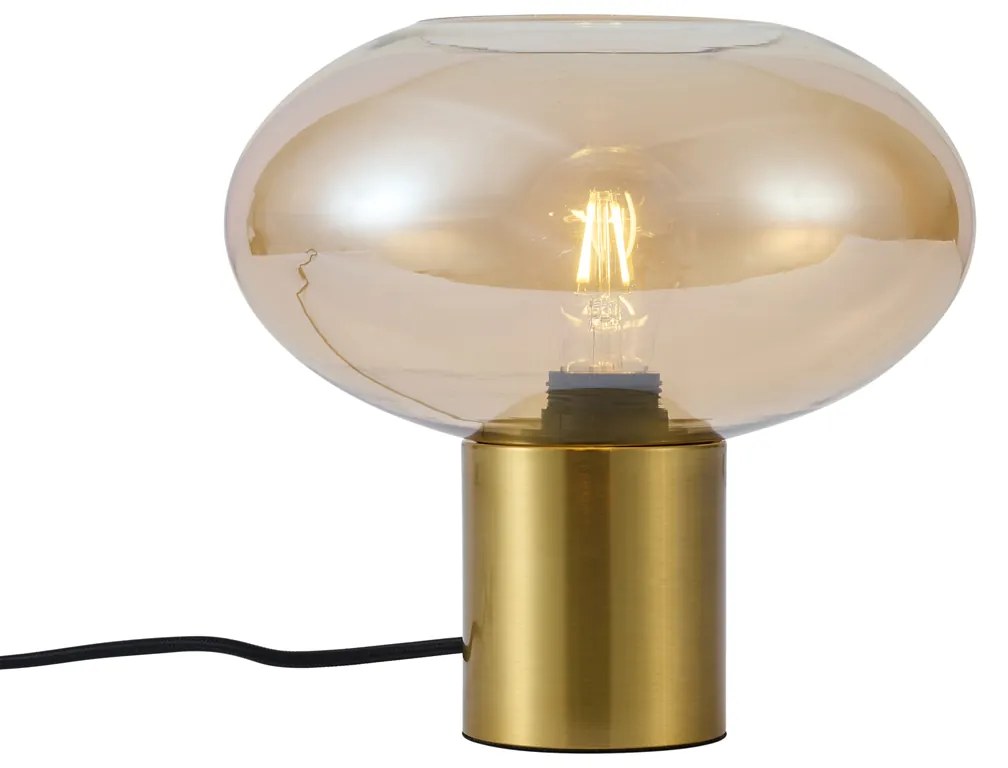 Designerska lampa stołowa mosiężna z bursztynowym szkłem - UmbrellaDesignerski Oswietlenie wewnetrzne