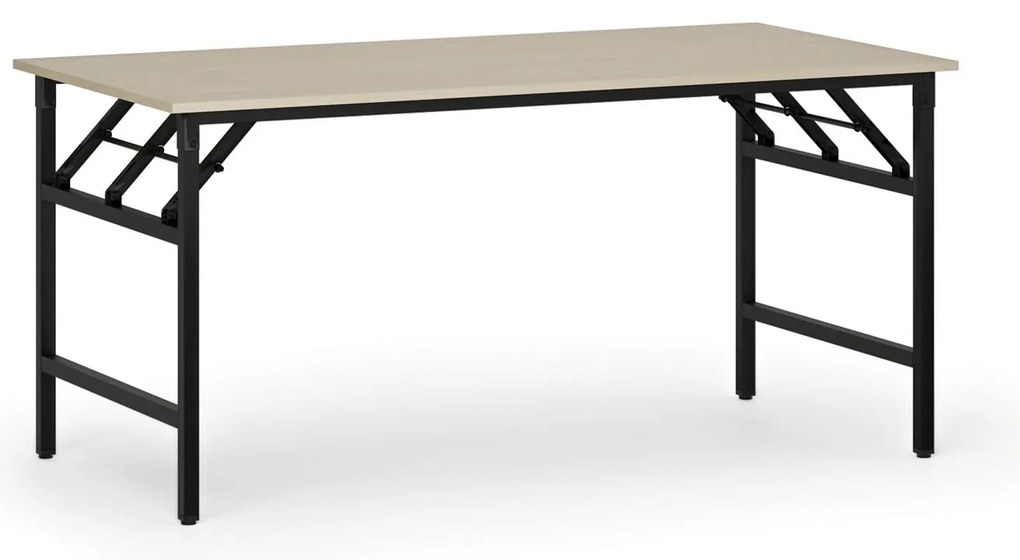 Stół konferencyjny FAST READY, 160x80 cm, czarna podstawa, brzoza