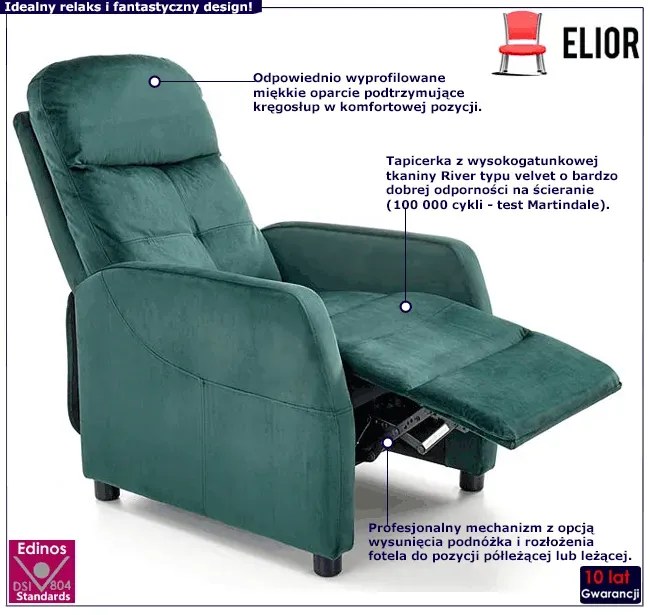 Zielony rozkładany fotel wypoczynkowy T0-T40