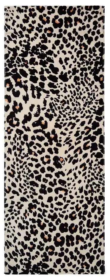 Czarno-beżowy bawełniany ręcznik plażowy 78x200 cm Leopard – Catherine Lansfield