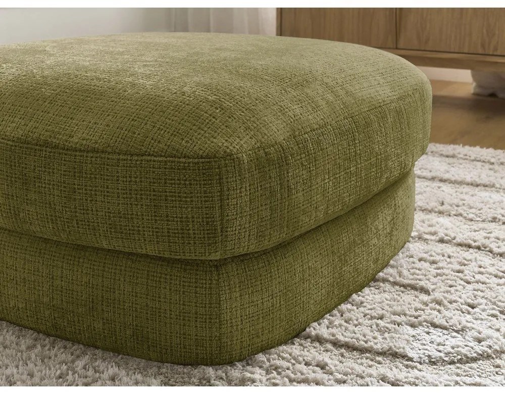 Podnóżek z tkaniny szenilowej w kolorze khaki Leonore – Bobochic Paris