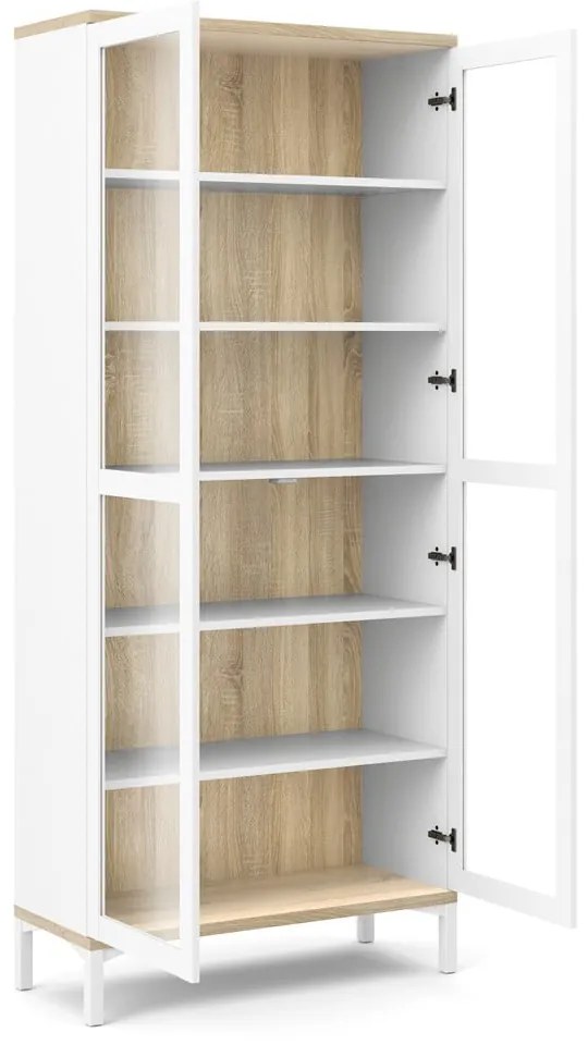 Biało-naturalna witryna w dekorze dębu 89x203x36 cm Roomers – Tvilum
