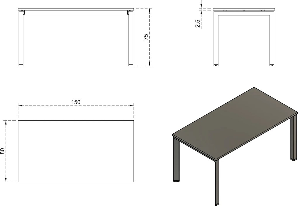 Stół konferencyjny Pason Manager Desk 150x80 cm beżowy/biały