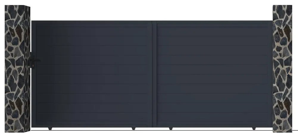 Przesuwna elektryczna brama aluminiowa pełna dł.374 x wys.165 cm antracyt NAZARIO