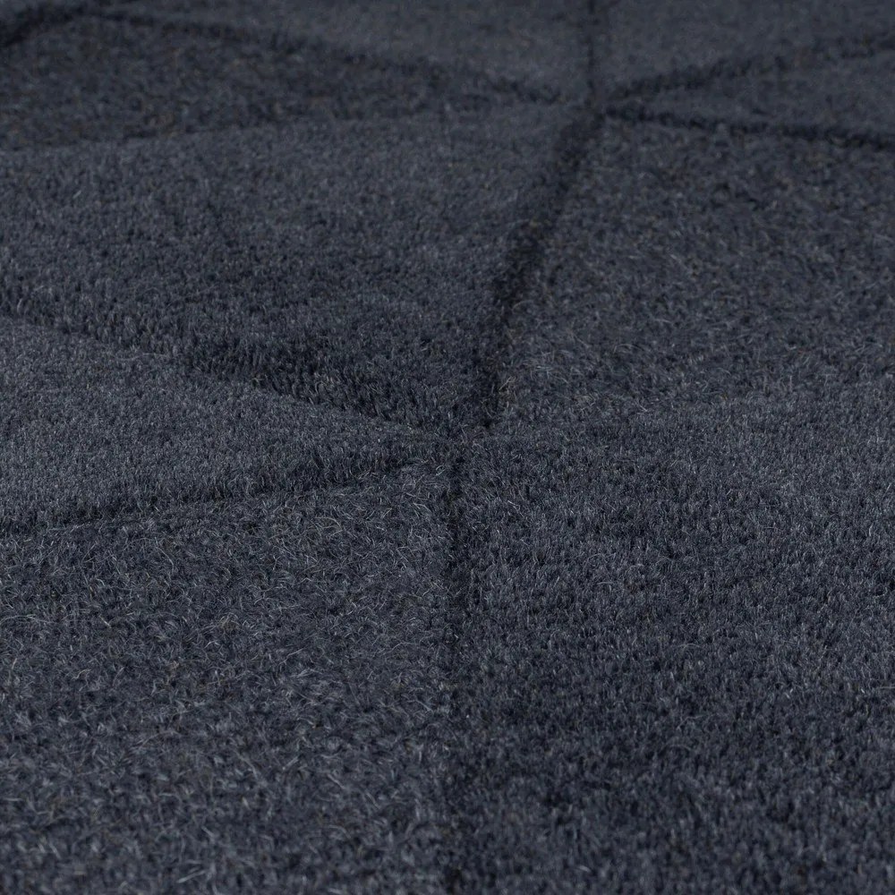 Antracytowy wełniany okrągły dywan tkany ręcznie ø 160 cm Shard Charcoal – Flair Rugs