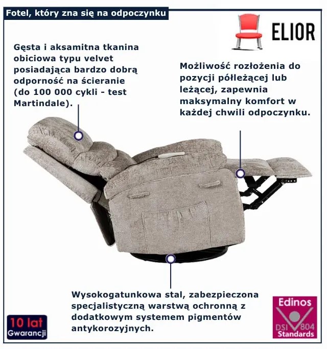 Beżowy fotel rozkładany N8-R32
