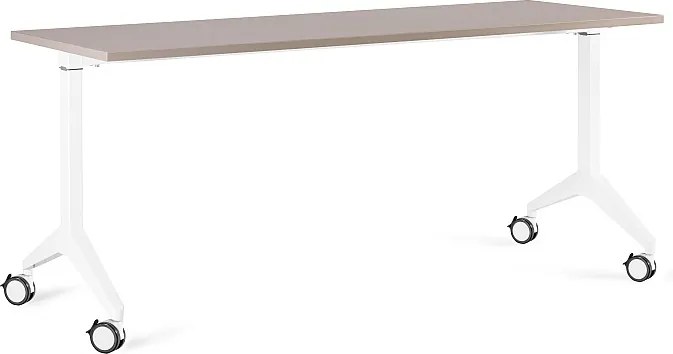 Biurko z kółkami i beżowym blatem Yumi S 180x70 cm