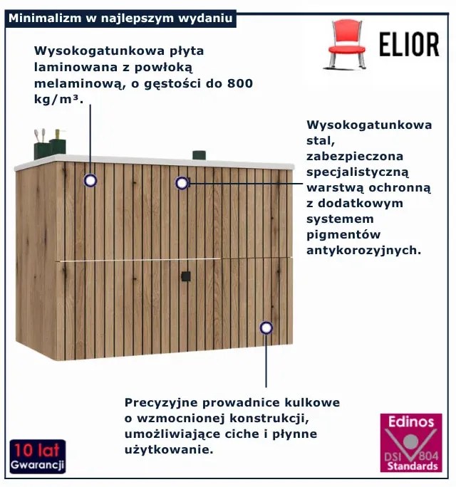 Wisząca szafka z umywalką 80 cm dąb evoke D0-Z27