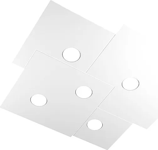 Lampa sufitowa kwadratowa Toplight 5-punktowa Plate z gniazdem GX53, biała struktura, nowoczesny design 73x67x3cm
