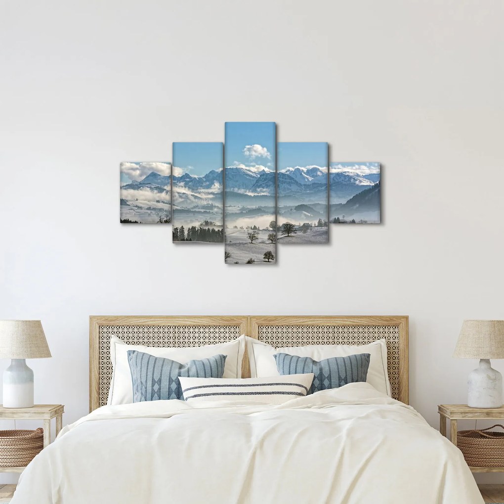 Obraz ośnieżonych gór (125x70 cm)