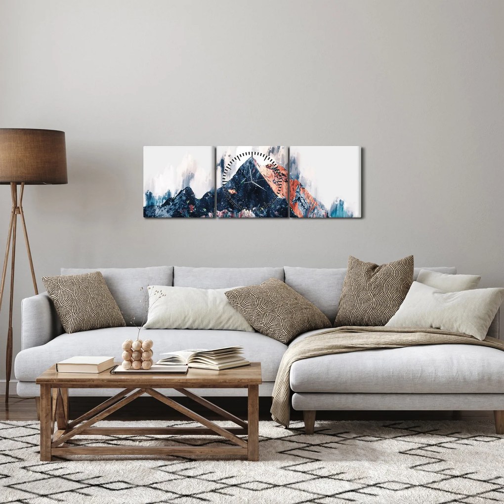 Obraz - Abstrakcyjna góra (z zegarem) (90x30 cm)