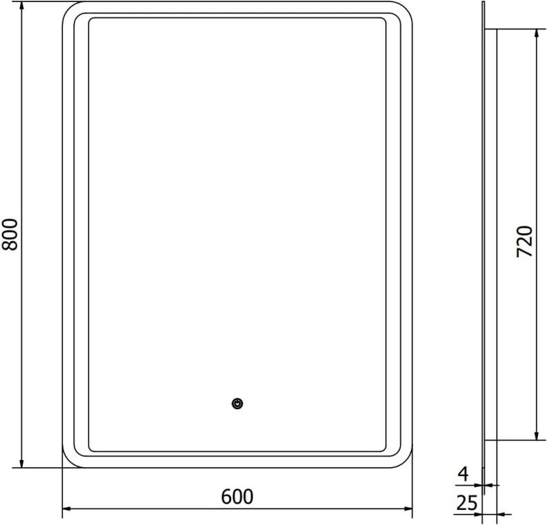 Mexen Zusa lustro łazienkowe podświetlane 60 x 80 cm, LED 6000K, antypara - 9808-060-080-611-00