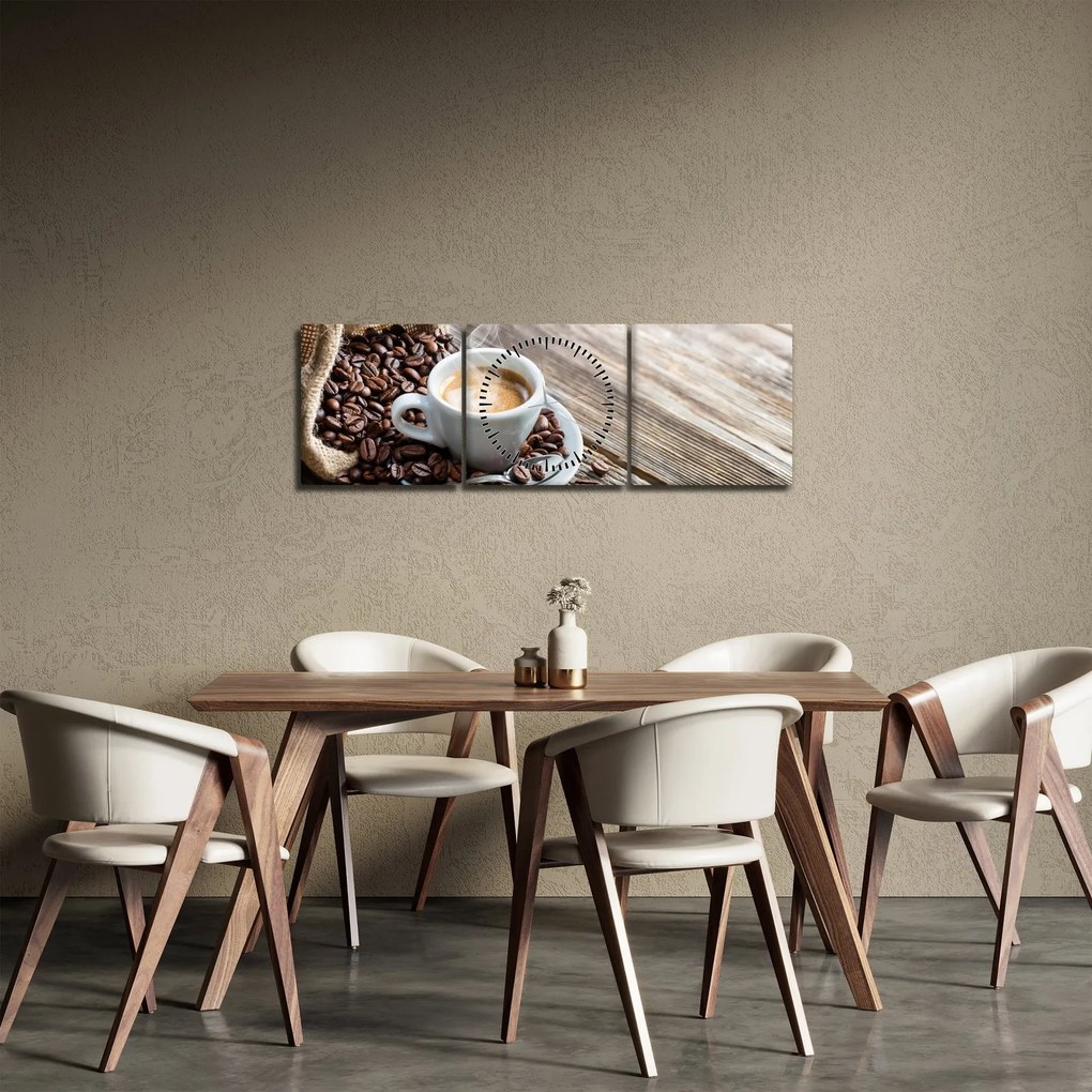 Obraz - Espresso (z zegarem) (90x30 cm)