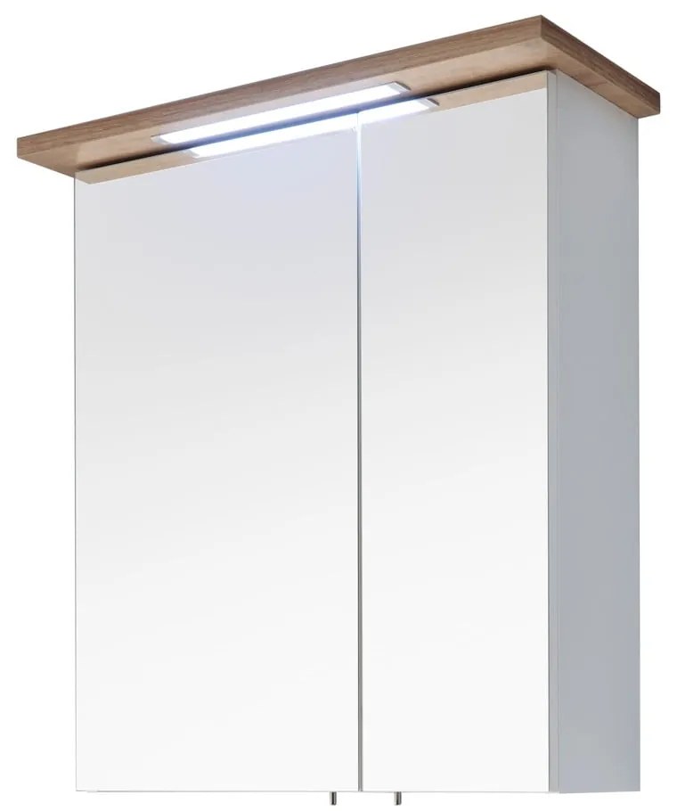 Biała wisząca szafka łazienkowa z lustrem 60x72 cm Set 923 – Pelipal