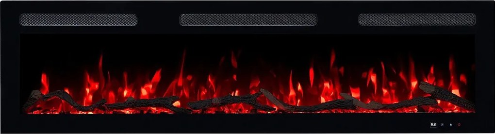 Kominek elektryczny MONARCH 183 - ogień premium - na ścianę i do zabudowy - 183x13x35 cm - kominek LED z grzaniem 900/1800 W