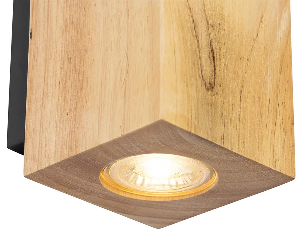 Rustykalna lampa ścienna drewniana kwadratowa 2-światłowa - Sandy Rustykalny / Vintage Oswietlenie wewnetrzne