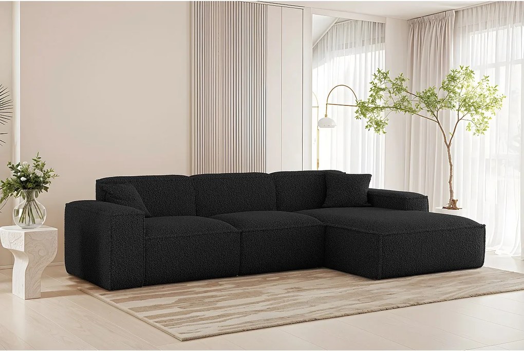 Narożnik Luga L Prawy tkanina Sven 19 czarny